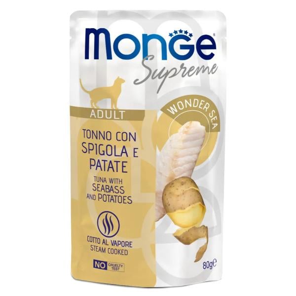 Корм для кошек влажный Monge Cat Wet тунец с сибасой и картофелем 80 г (000025699)