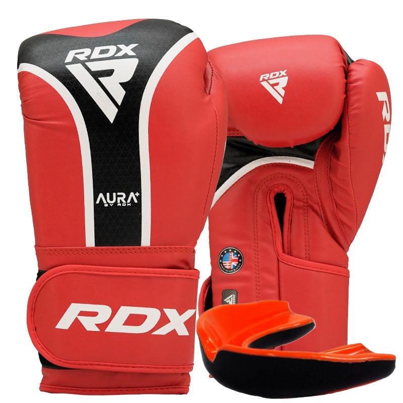 Боксерські рукавиці RDX AURA PLUS T-17 14 унцій капа в комплекті Red/Black (3019802816)