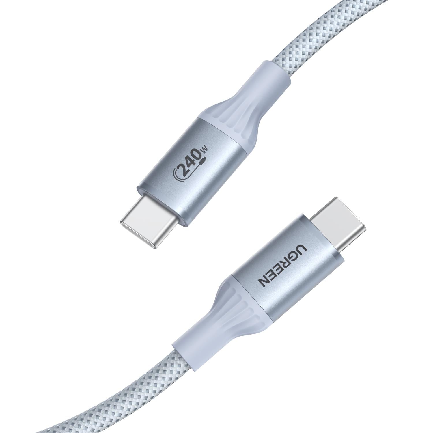 Кабель USB-C на USB-C UGREEN L534 1 м PD 3.1 до 240 Вт USB 2.0 до 480 Мбит/с без передачи видео в оплётке Голубой (75731)