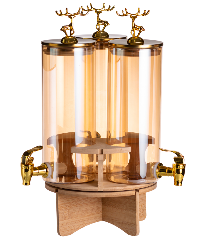 Диспенсер для напоїв потрійний на бамбуковій підставці 5,5 л - фото 2