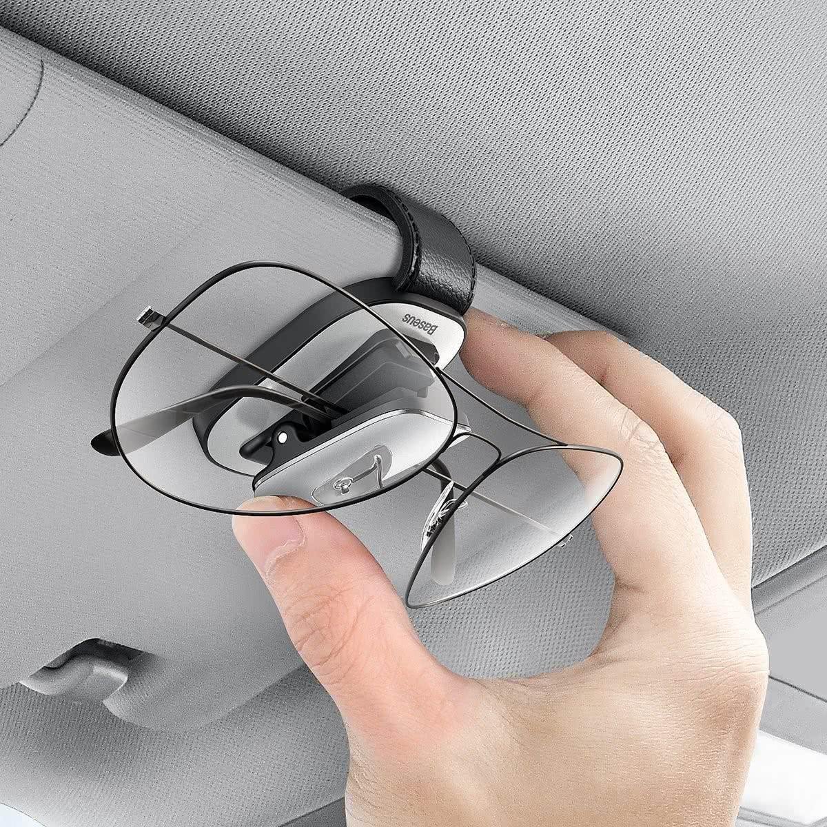 Держатель очков в машину Baseus Platinum Vehicle Eyewear Clip Clamping Type Серебристый (ACYJN-B0S) - фото 6