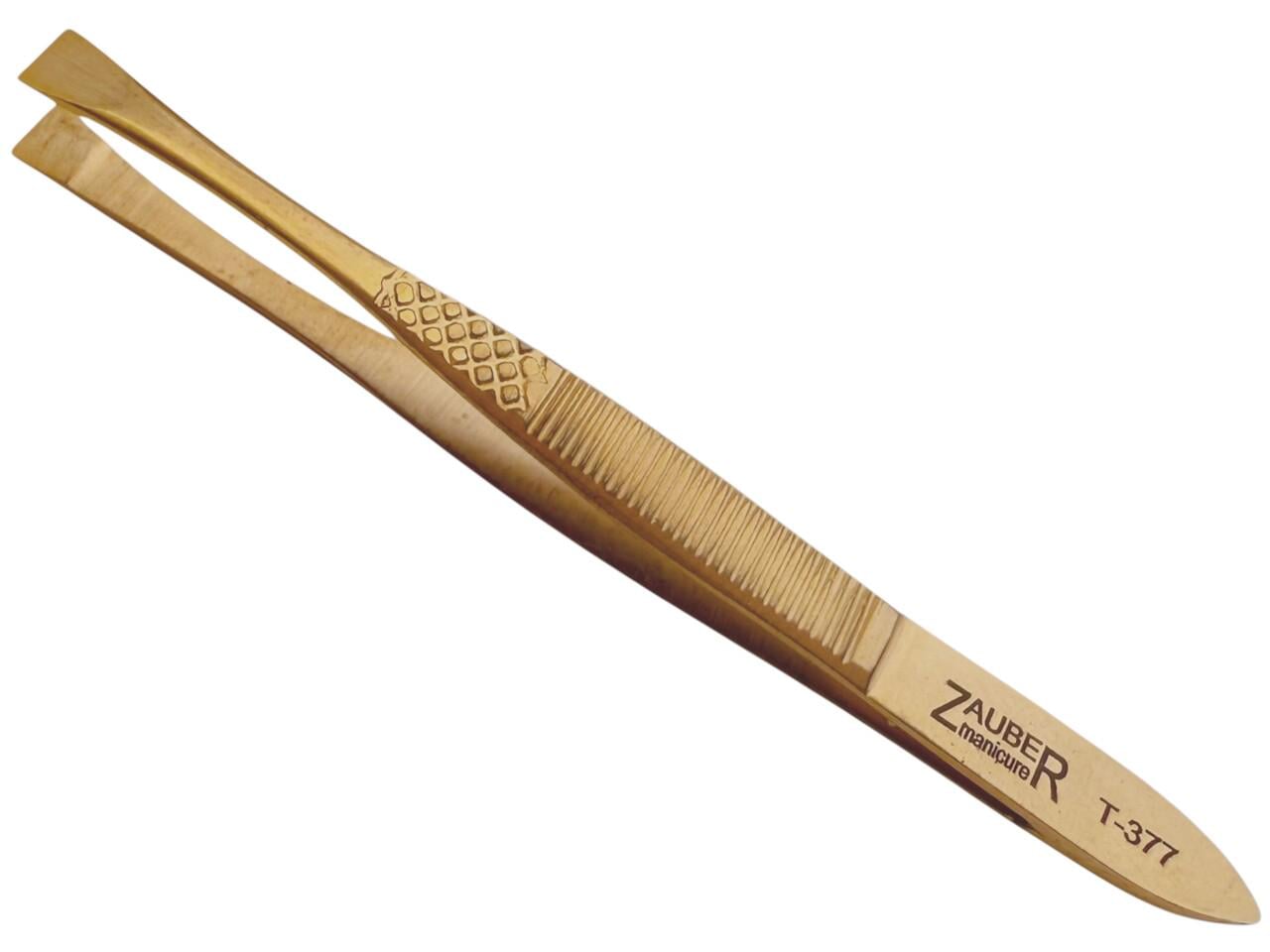 Пінцет для брів прямий Zauber-manicure T-377 Золотий (27735376)