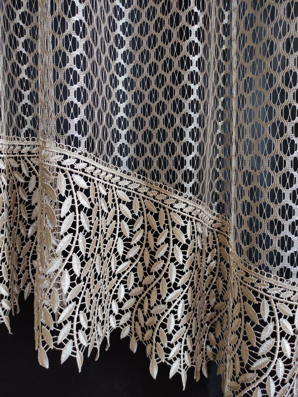 Занавеска Аркой с кружевом 280x180 см Бежевый (а30беж-кол) - фото 2