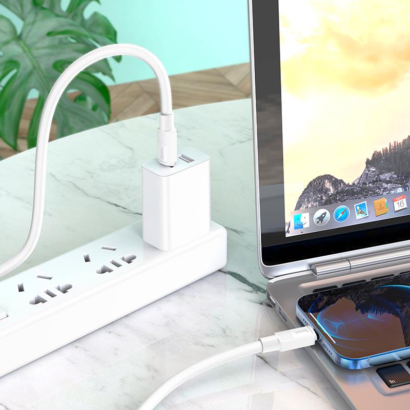 Кабель HOCO Type-C to Lightning Solid PD charging data cable X84 20 W 1 м White (554266) - фото 5