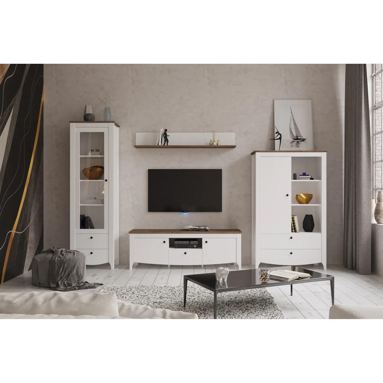 Пенал-витрина Гербор Карина REG1W2S Нимфея альба/Дуб сонома трюфель (GRB-1061)