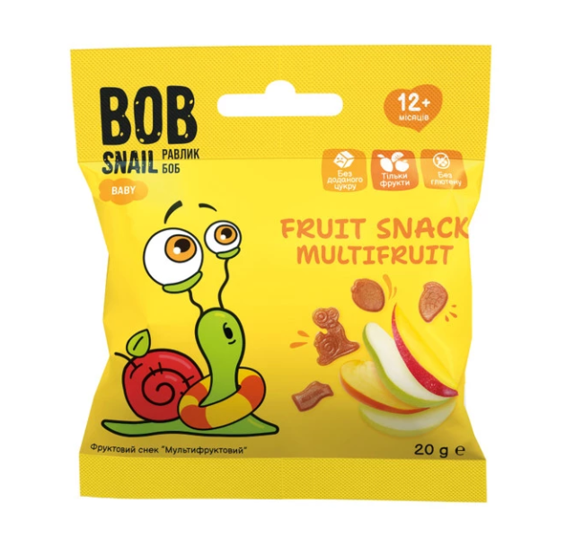 Снек фруктовий Bob snail Мультифруктовий для дитячого харчування з 12 місяців 20 г (4820219347897)