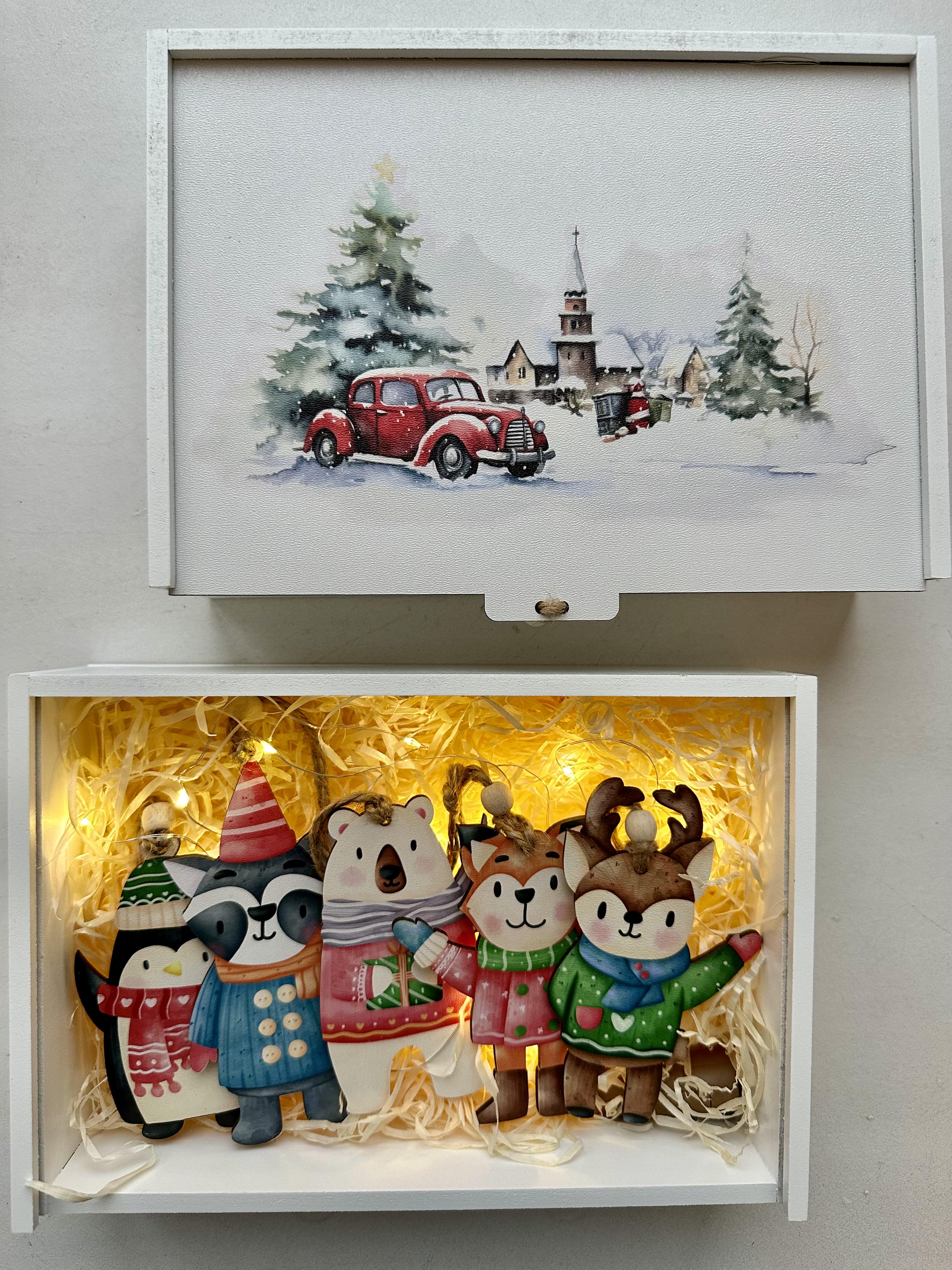 Набір новорічний з іграшками у святковій дерев'яній коробочці 5 шт. - фото 11 Набір новорічний з іграшками у святковій дерев'яній коробочці 5 шт. - фото 11