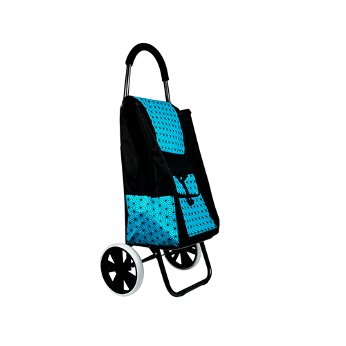 Сумка на колесах Stenson MH-5284 Цветы 98х44х30 см Черный с голубым (23941012)