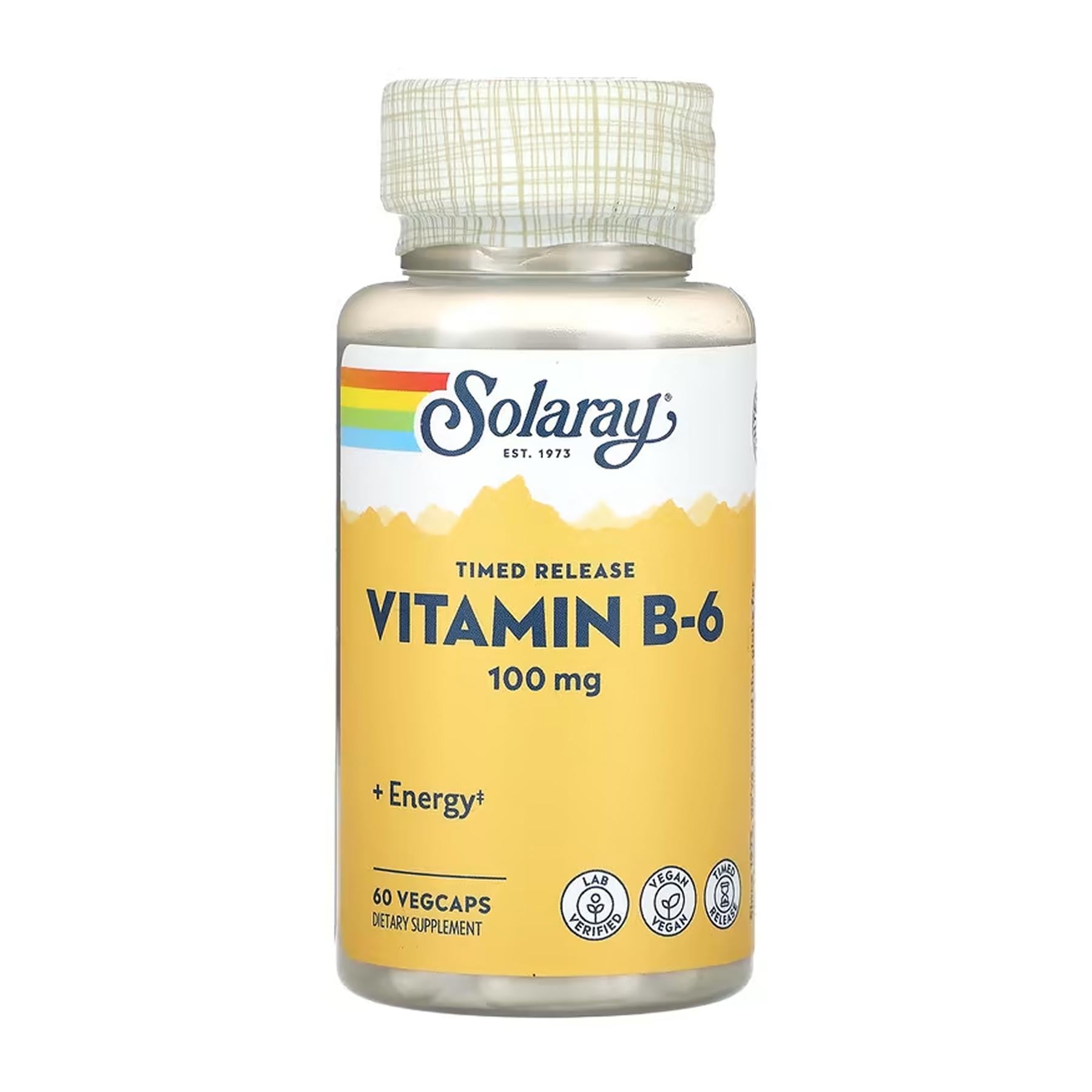 Вітамін В-6 Solaray Vitamin B-6 Timed-Release 100 мг 60 vcaps