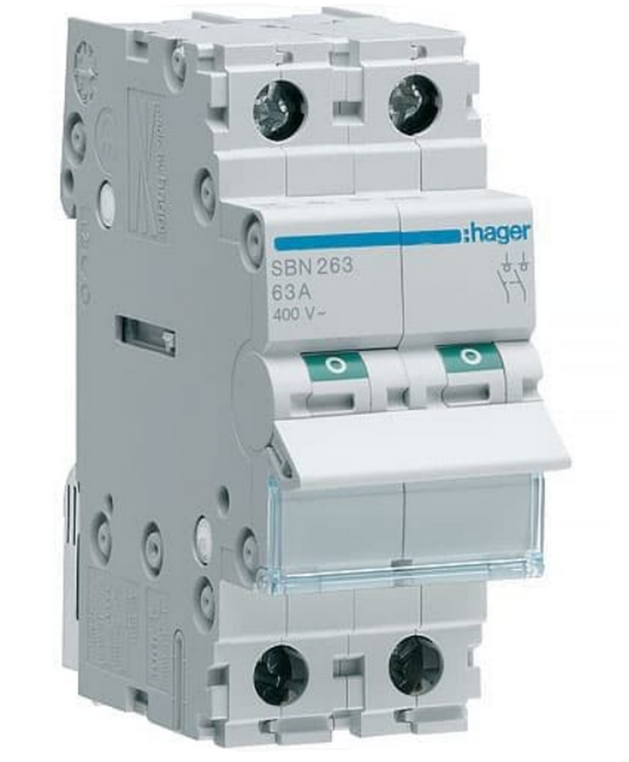 Вимикач навантаження Hager SBN 2P 63А (SBN263)