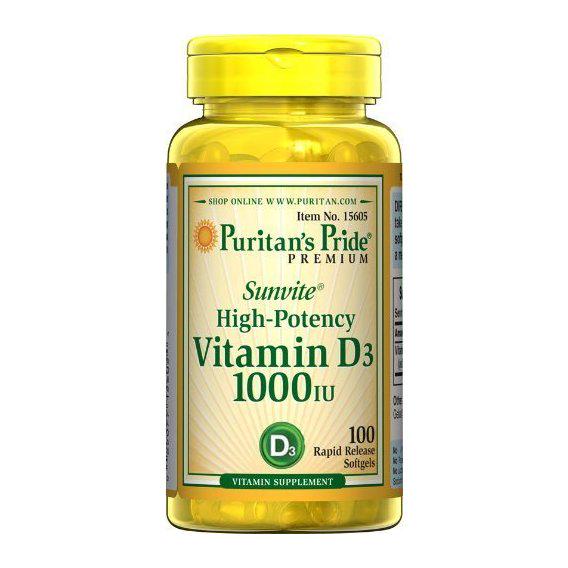Витамин D Puritan's Pride D3 1000 IU 100 Softgels