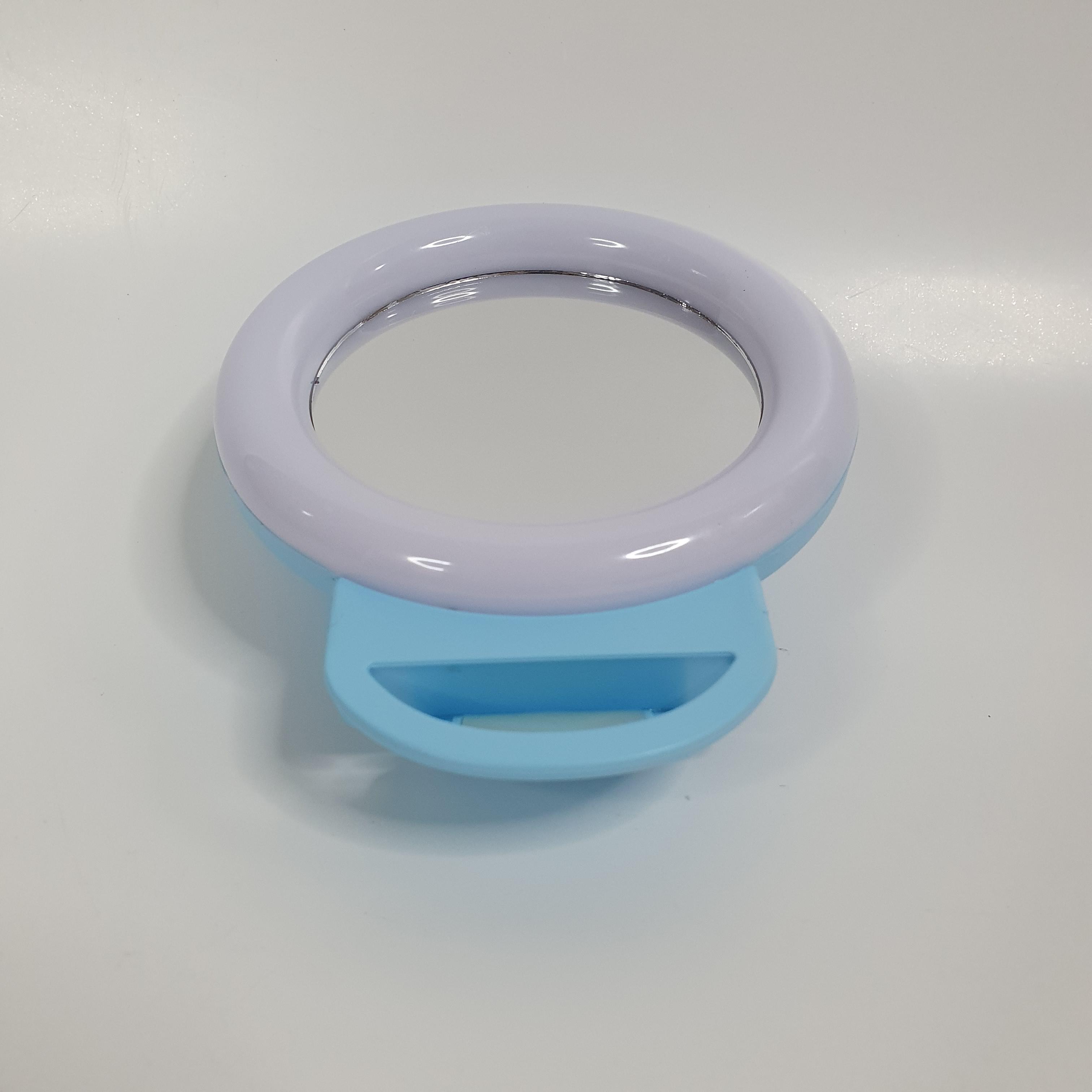 Лампа селфи кольцевая прищепка LED с зеркалом для телефона и планшета RPG 11 см (Selfie Ring Light-A4S-Blue) - фото 2