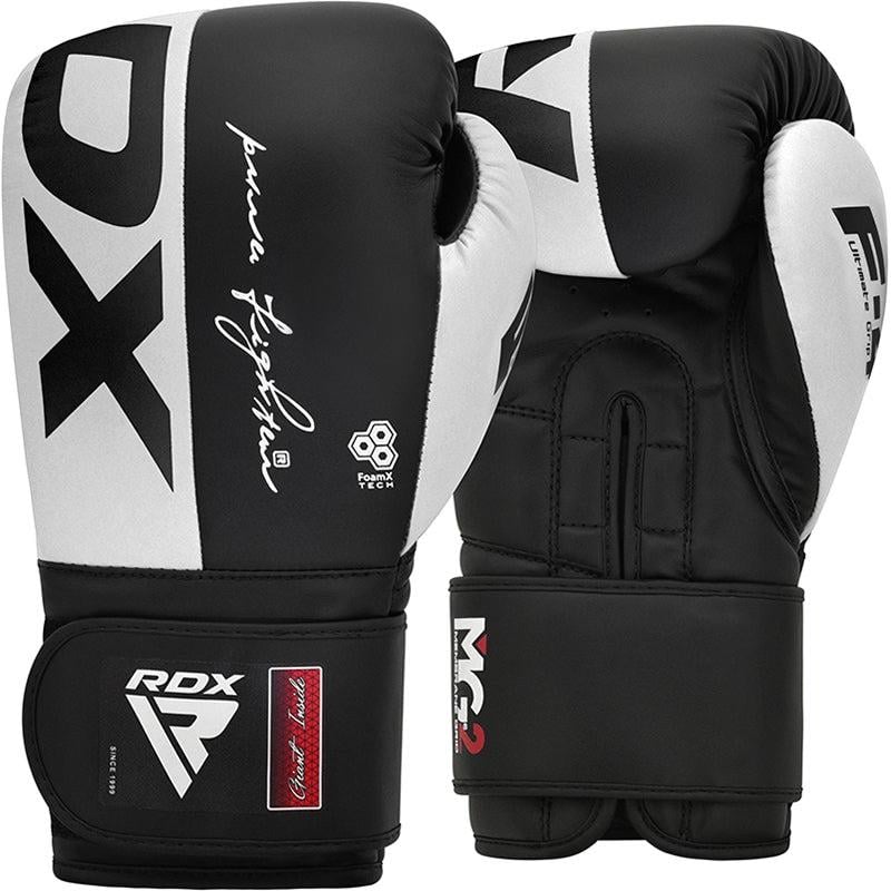 Рукавиці боксерські RDX F4 Boxing Sparring Gloves Hook капа у комплекті Чорно-білий - фото 2