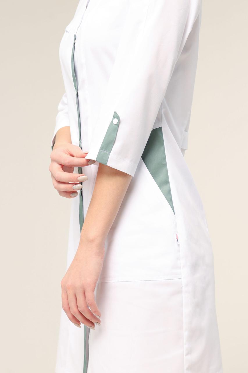 Халат TopLine Вірджинія 3/4 р. 52 Білий/Олива рукав 	(11934-01-103-(52) - фото 3