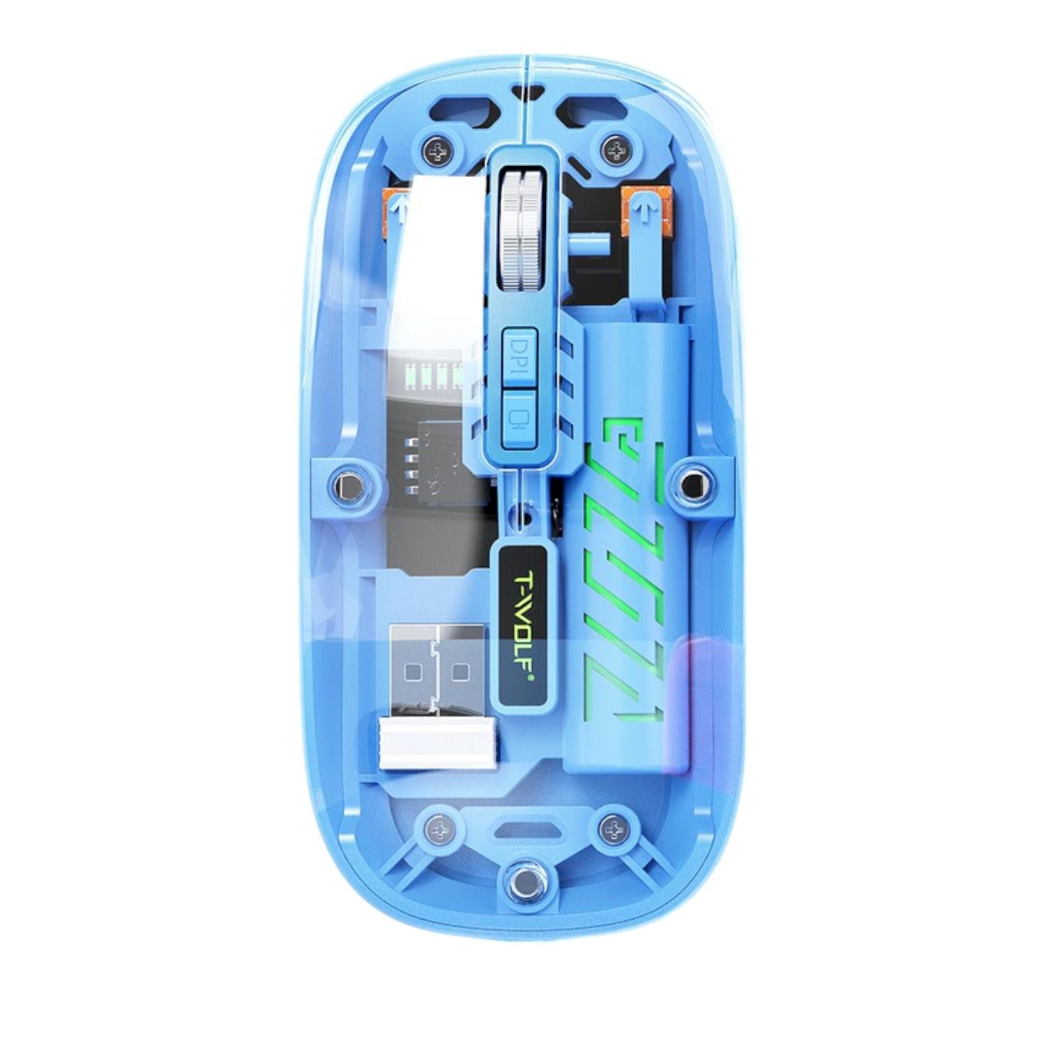 Миша T-WOLF X11 бездротова безшумна з акумулятором 2,4G Bluetooth Blue