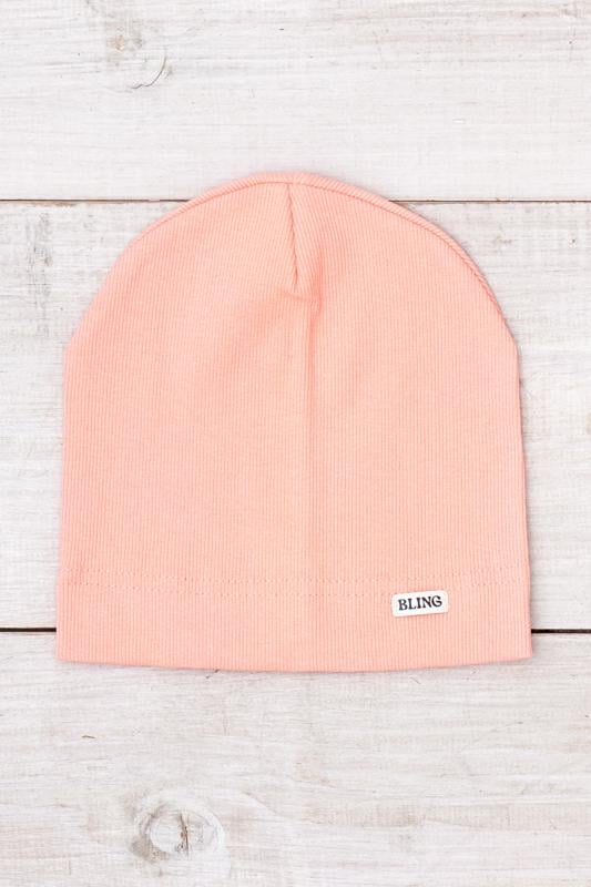 Шапка демісезонна однотонна в рубчик для дівчинки Носи Своє р. 50/52 Персиковий (14834)
