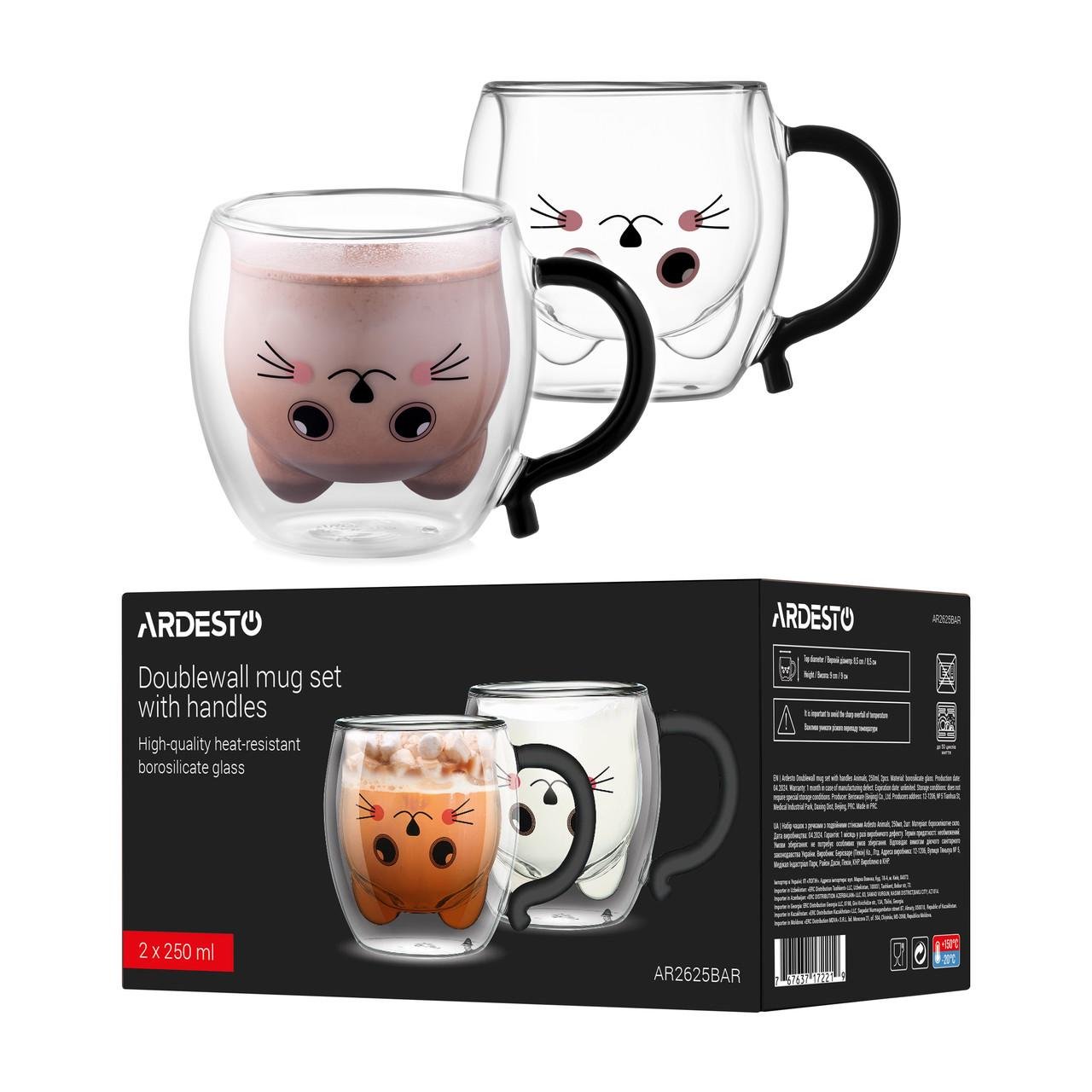 Чашки стеклянные Ardesto Animals с двойными стенками 250 мл 2 шт (iz16178) Чашки стеклянные Ardesto Animals с двойными стенками 250 мл 2 шт (iz16178)