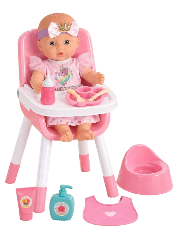 Пупс Baby Lovely 81819 30 см со стульчиком для кормления и аксессуарами (3204707217)