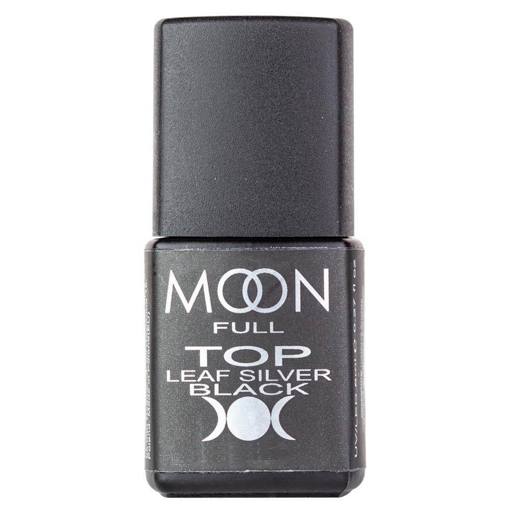 Топ для гель-лака с поталью Moon Full Top Leaf Silver Black без липкого слоя 8 мл