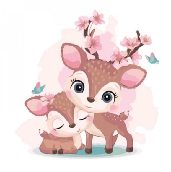 Картина по номерам Strateg Животные Крошки-оленята 30х30 см в термопакете (ES002-mt)