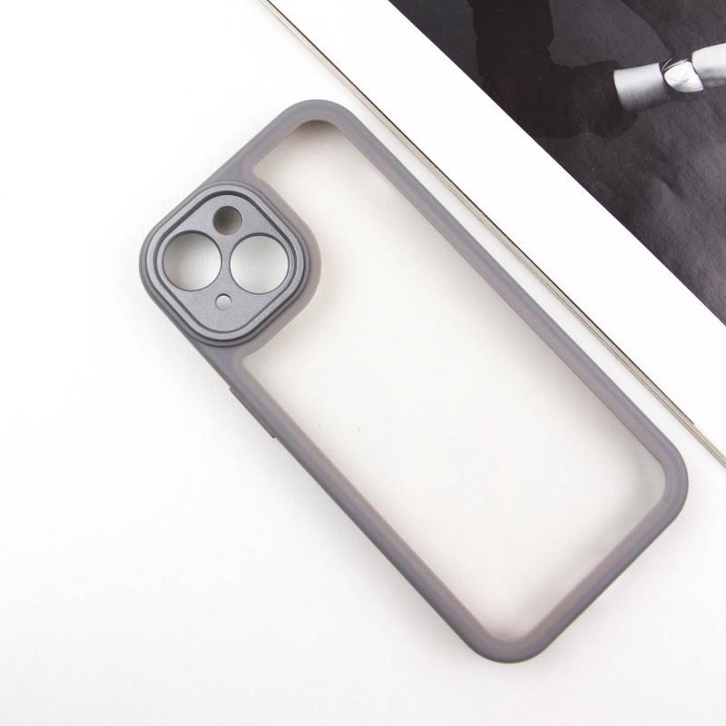 Протиударний TPU чохол Transparent + Colour 1,5mm для Apple iPhone 14 (6.1") Grey - фото 2