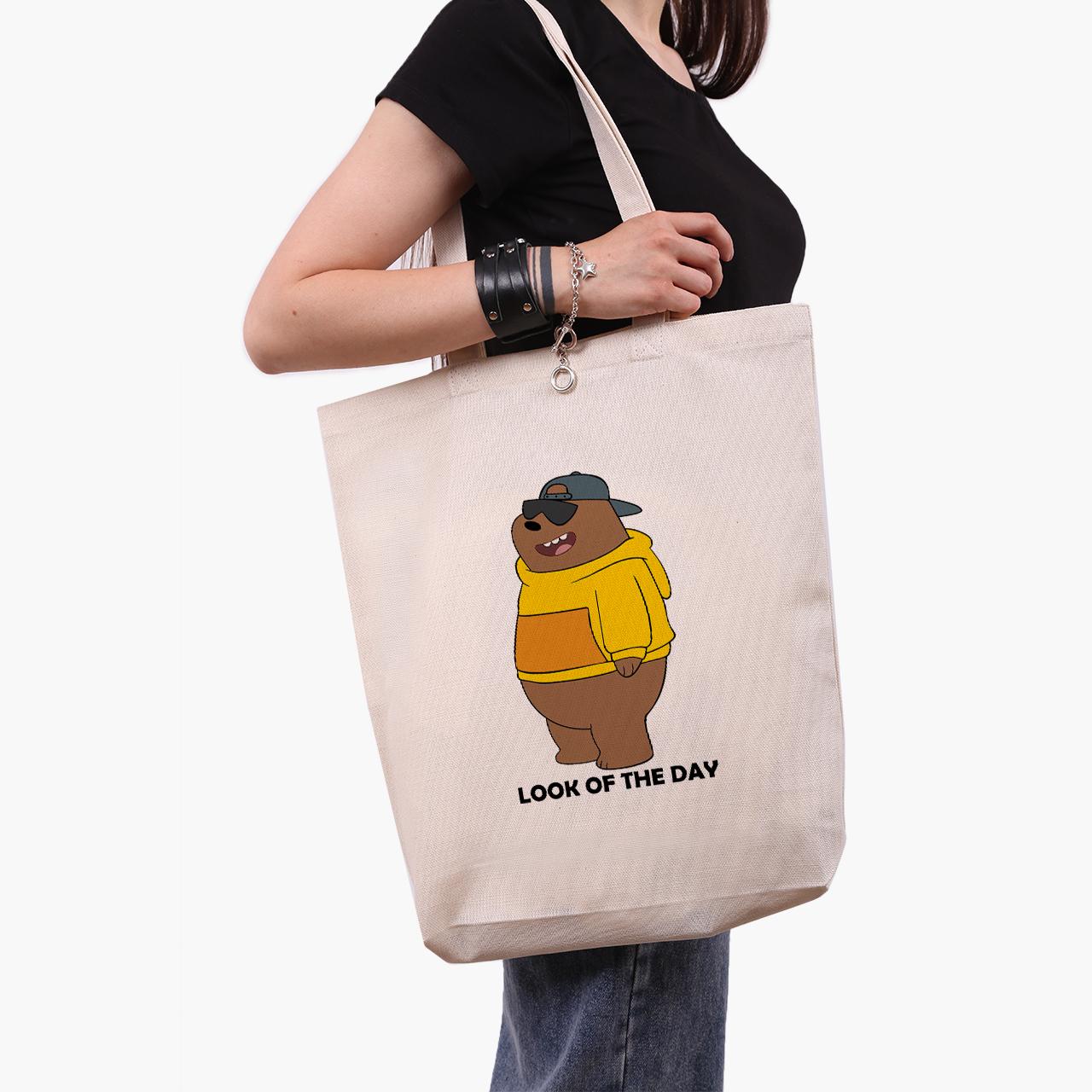 Эко сумка шоппер We Bare Bears 41x39x8 см Бежевый (9227-2901-WTD)