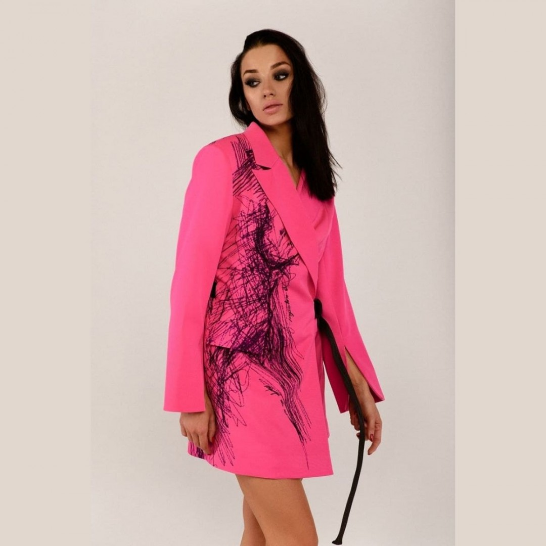 Жіноча сукня-піджак з поясом Modna Kazka Yourway 205-1 р. 42 Фуксія - фото 3
