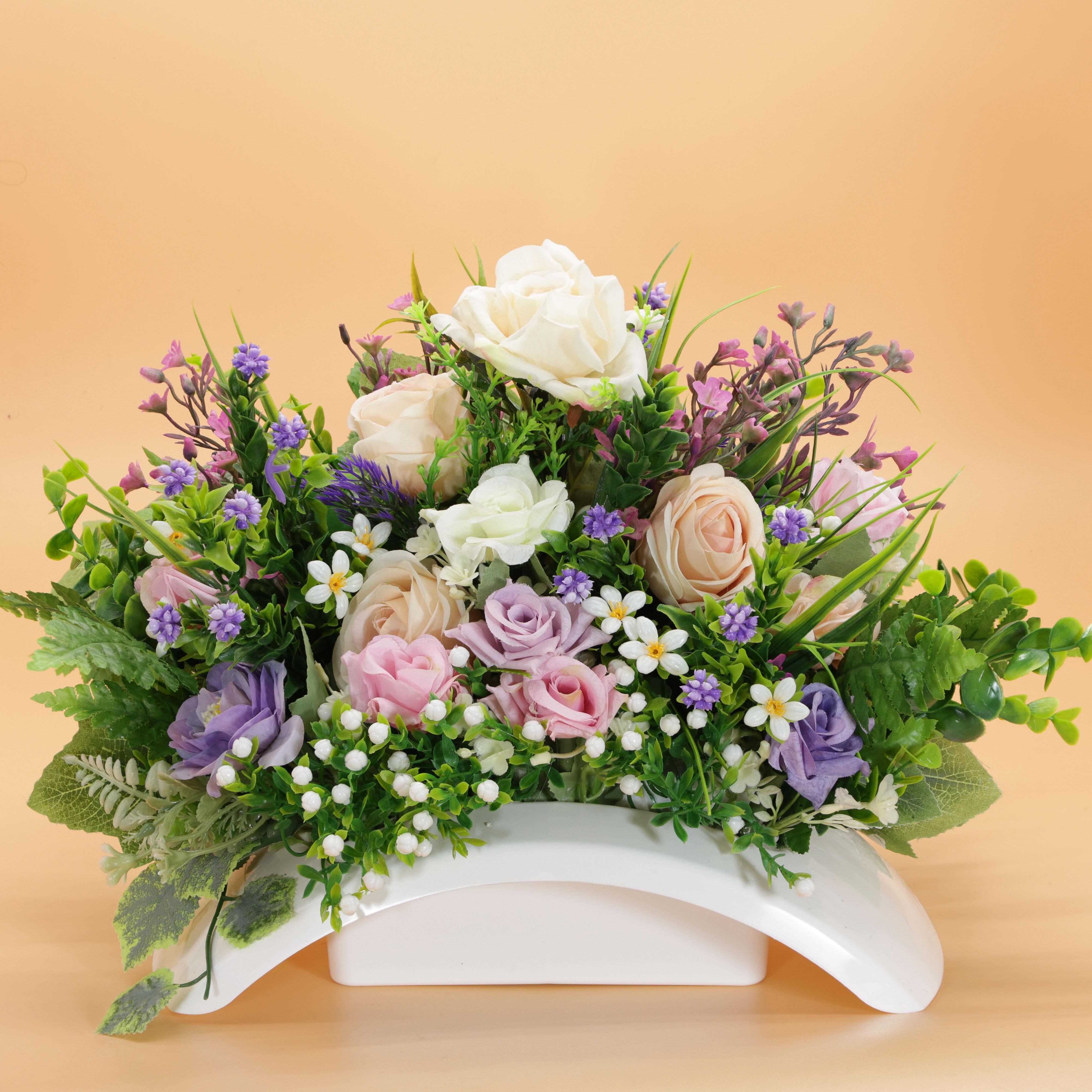 Пасхальная композиция ДАЙС с искусственными цветами в кашпо 30х30 см (КВ3032)