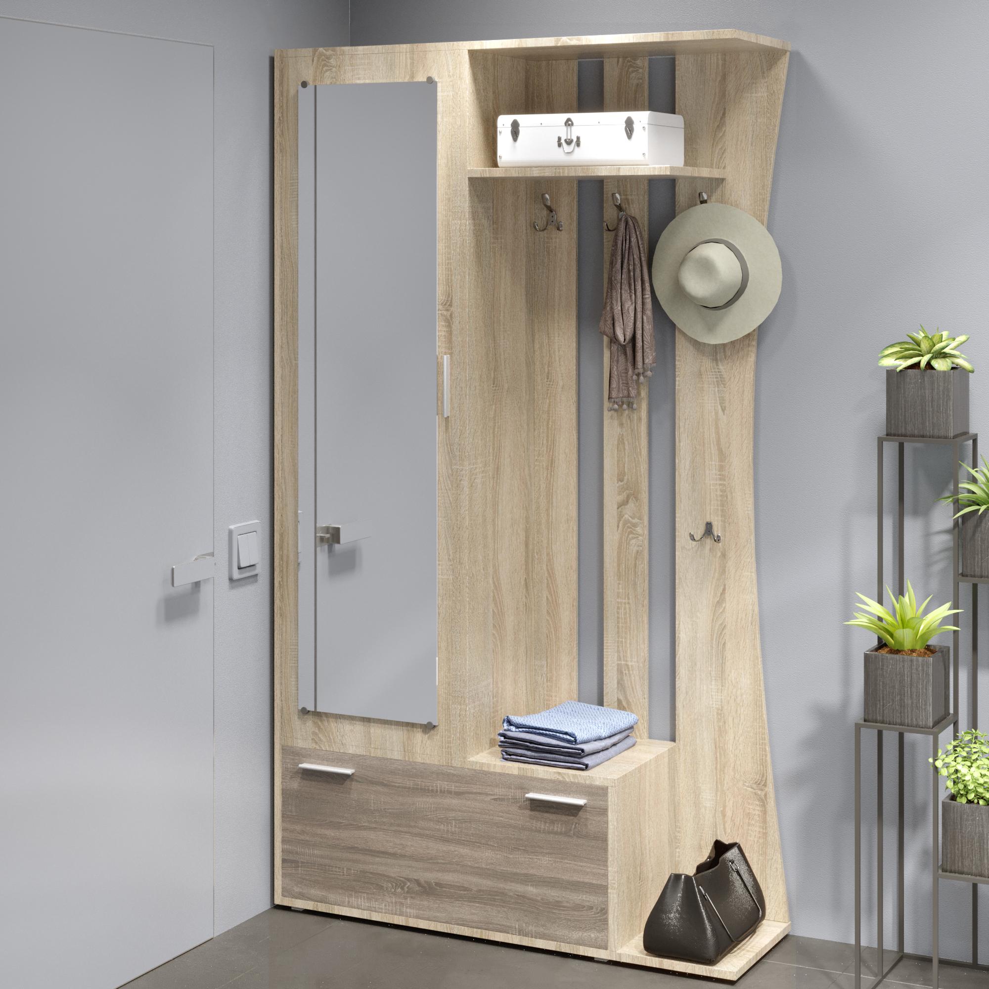 Прихожая с зеркалом Эверест Авео-2 Сонома/Трюфель (DTM-2190)