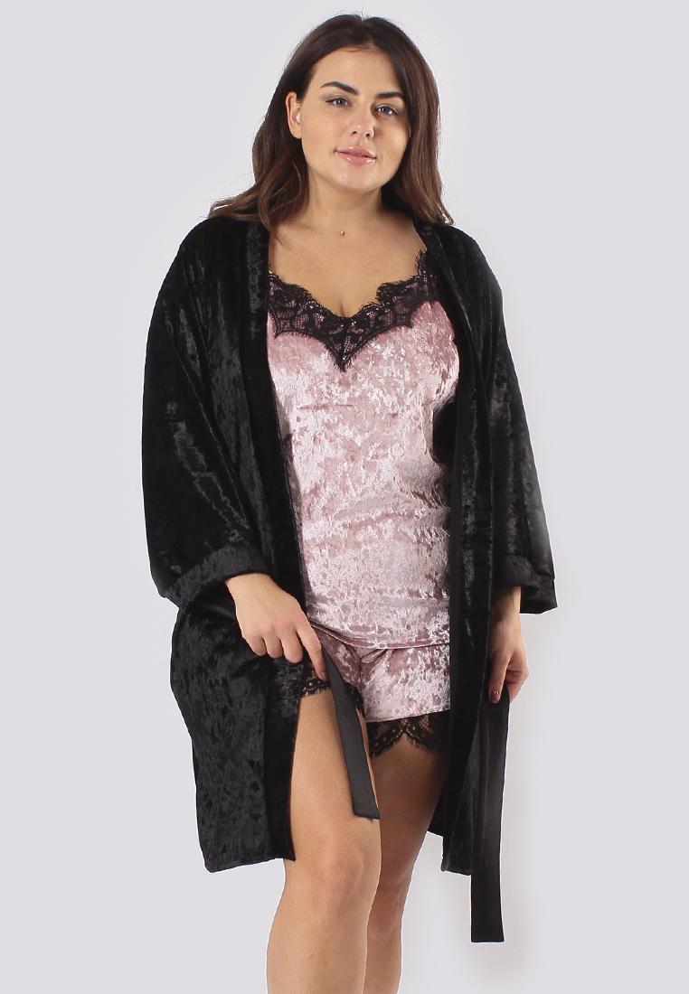 Домашний костюм Ghazel 17111-12/88 Париж супер батал р. 58 Черный/Розовый (5657258)