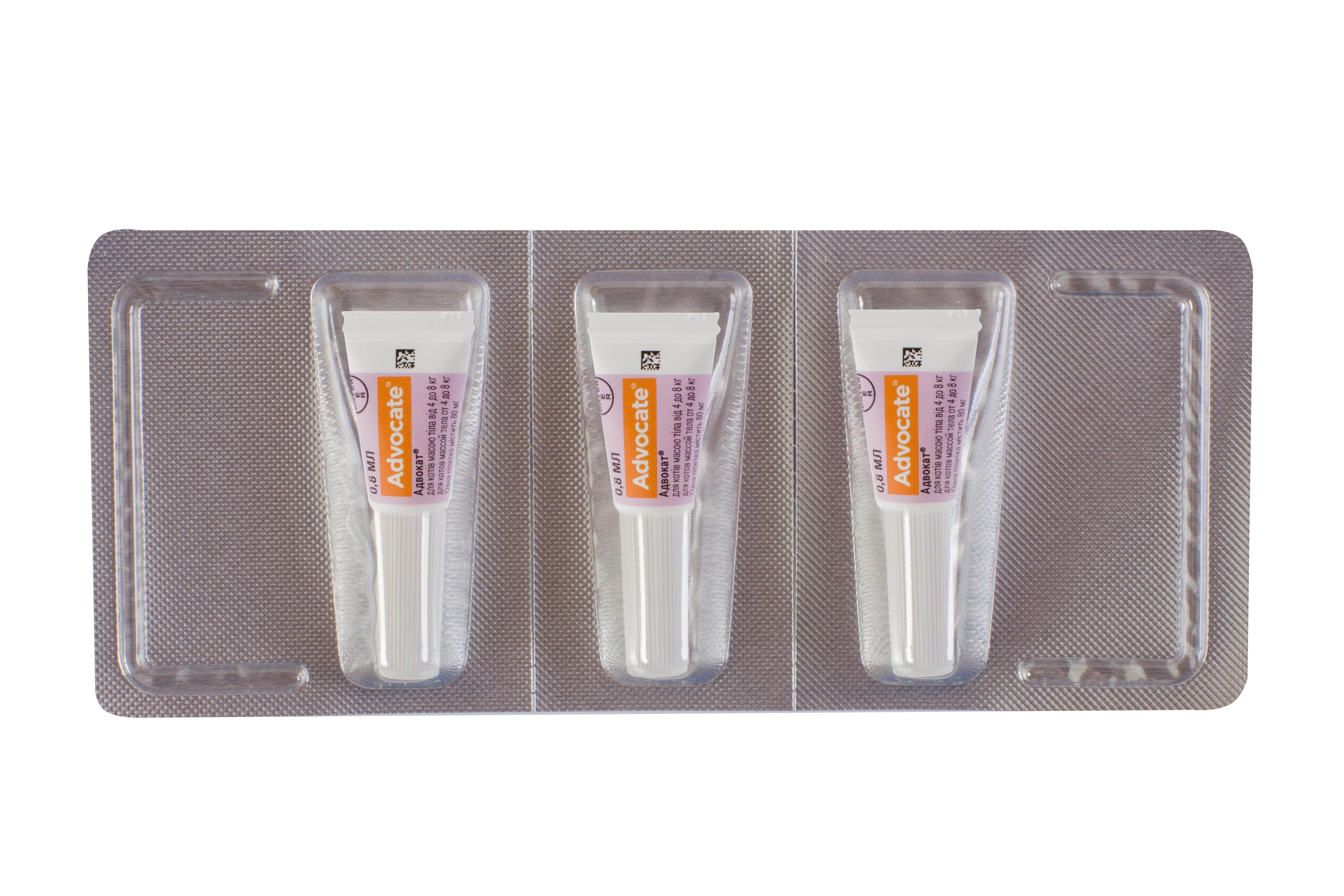 Краплі Bayer Адвокат від заражень ендо та екто паразитами для котів 4-8 кг 3 піпетки (4007221031970) - фото 4 Краплі Bayer Адвокат від заражень ендо та екто паразитами для котів 4-8 кг 3 піпетки (4007221031970) - фото 4