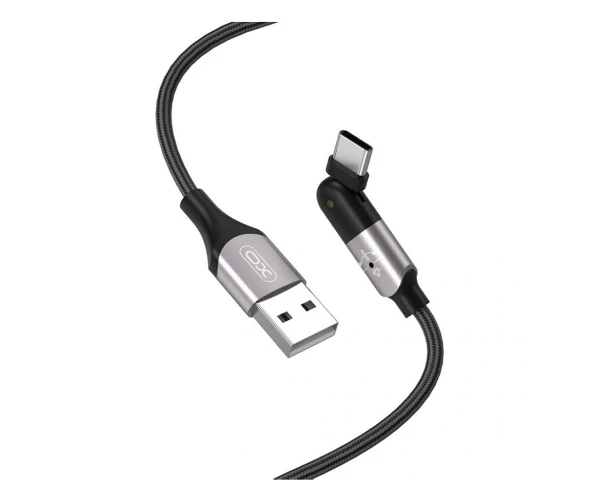 Кабель дата с индикатором зарядки Xo NB176 Usb to Type-C 2,4 A 1,2 м Black - фото 1