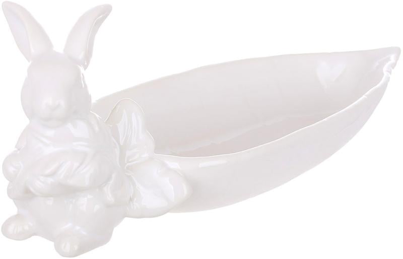 Блюдо керамическое Зайчик с морковкой 27х10 см Белый (32328968)