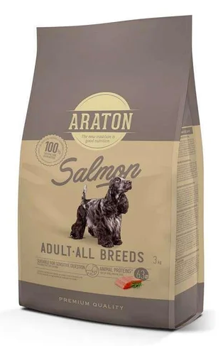 Корм сухой полноценный для взрослых собак всех пород ARATON SALMON All Breeds с лососем 3 кг (ART45965)