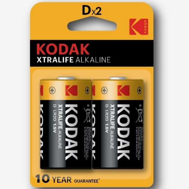 Батарейка алкалінова KODAK XTRALIFE LR20/D на блістері 2 шт. (3110475745)
