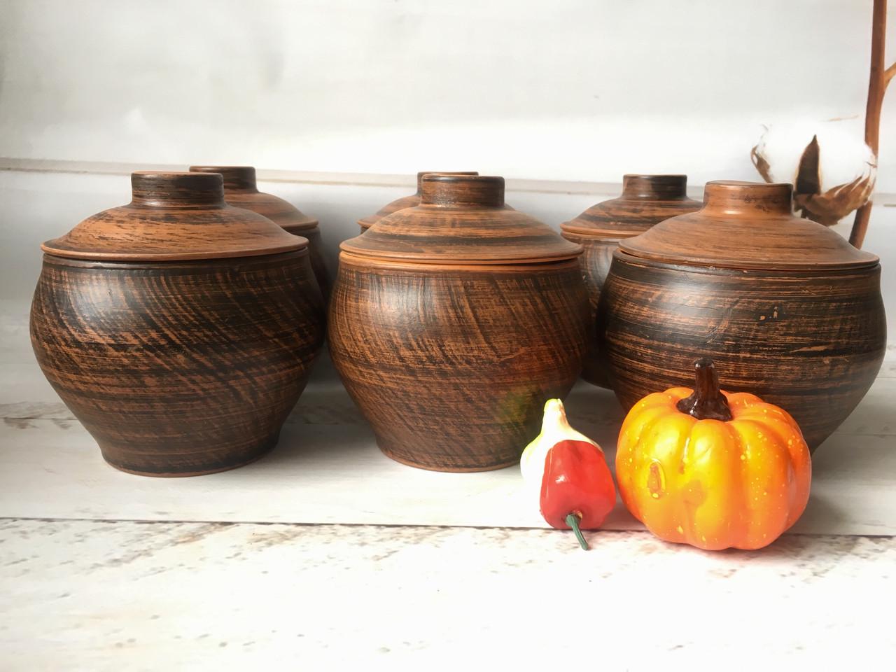 Набір горщиків для запікання з червоної глини 600 мл (608465036)