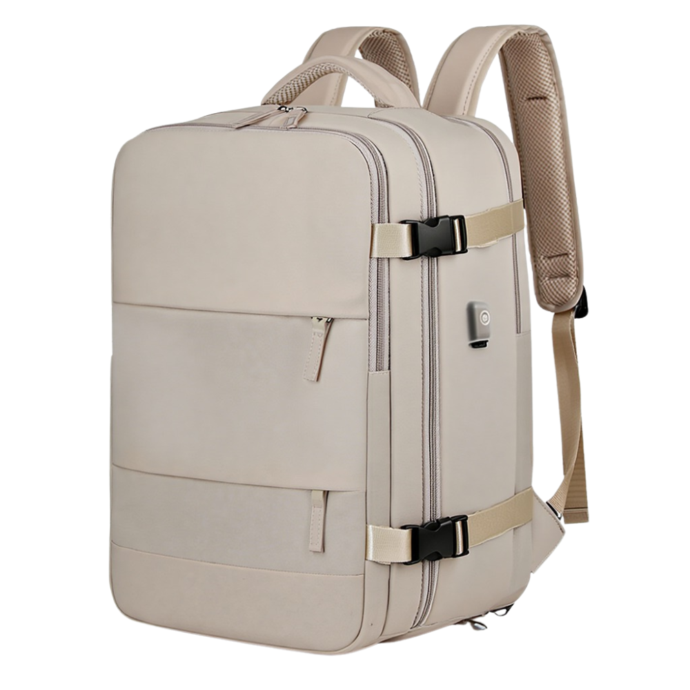 Рюкзак городской дорожный для путешествий влагоотталкивающий с портом для зарядки 40х20х25 см Бежевый