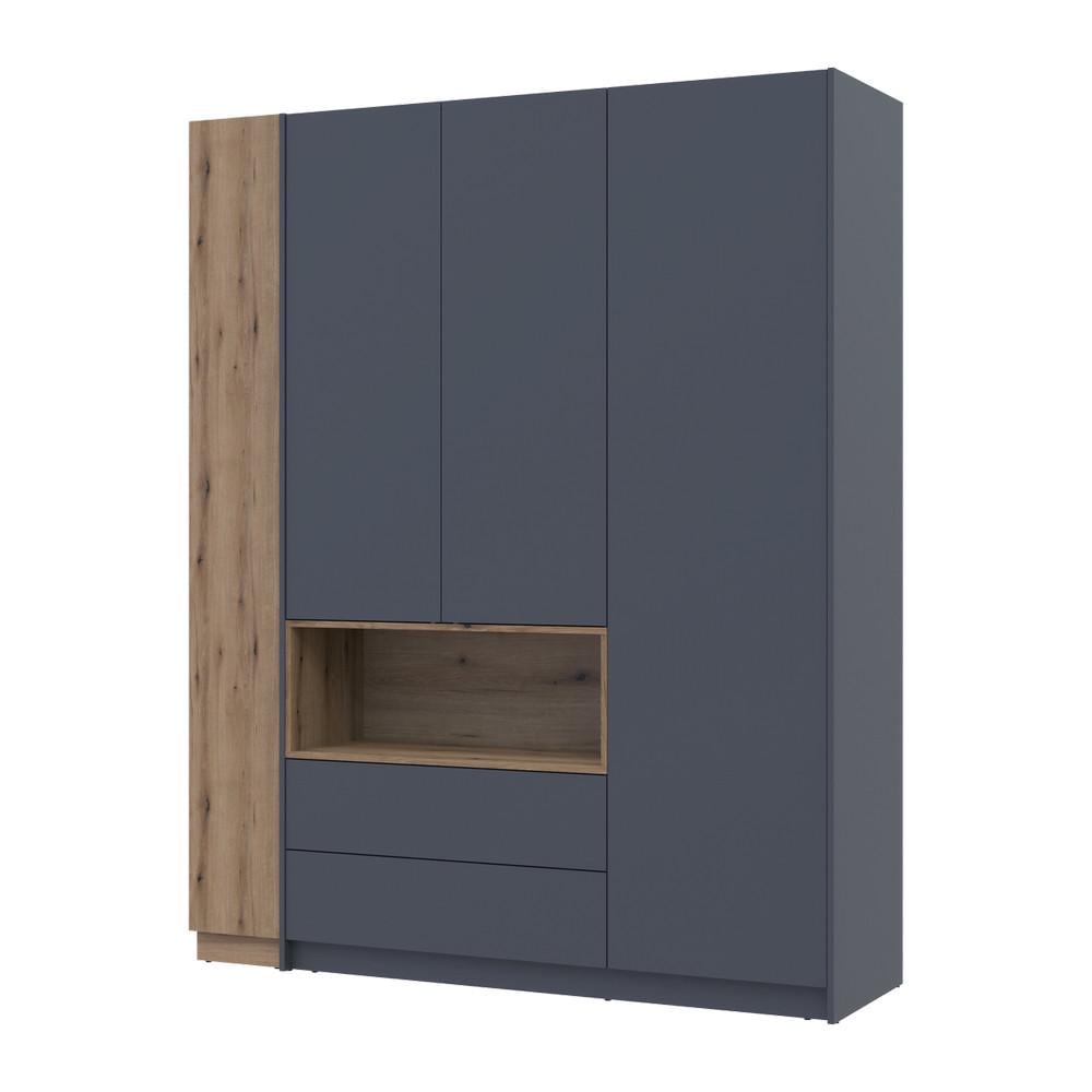 Шкаф с нишей и этажеркой Doros Дейл DRS-011736 3ДСП 178х52х220 см Графит/Дуб Эвок (42005156)