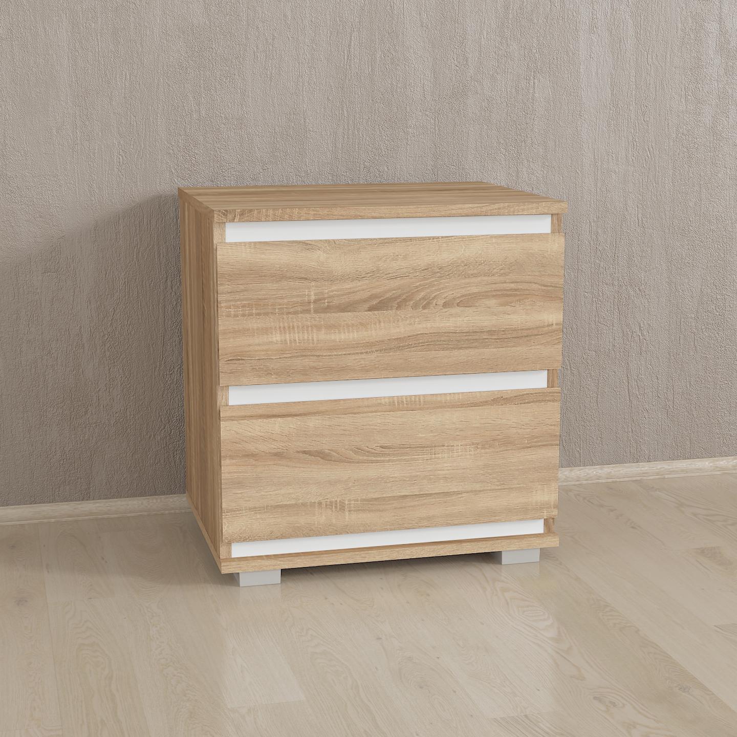 Тумба приліжкова T-02 502х390х535 мм Дуб Сонома/Білі планки - фото 1 Тумба приліжкова T-02 502х390х535 мм Дуб Сонома/Білі планки - фото 1