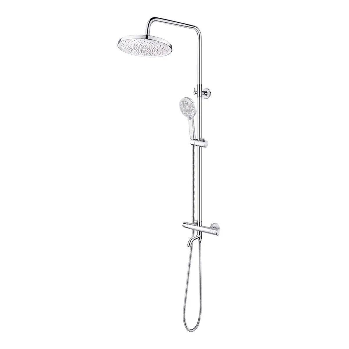 Душова система для ванни Perla Santi з термостатом і виливом кругла Хром (PSA2067)