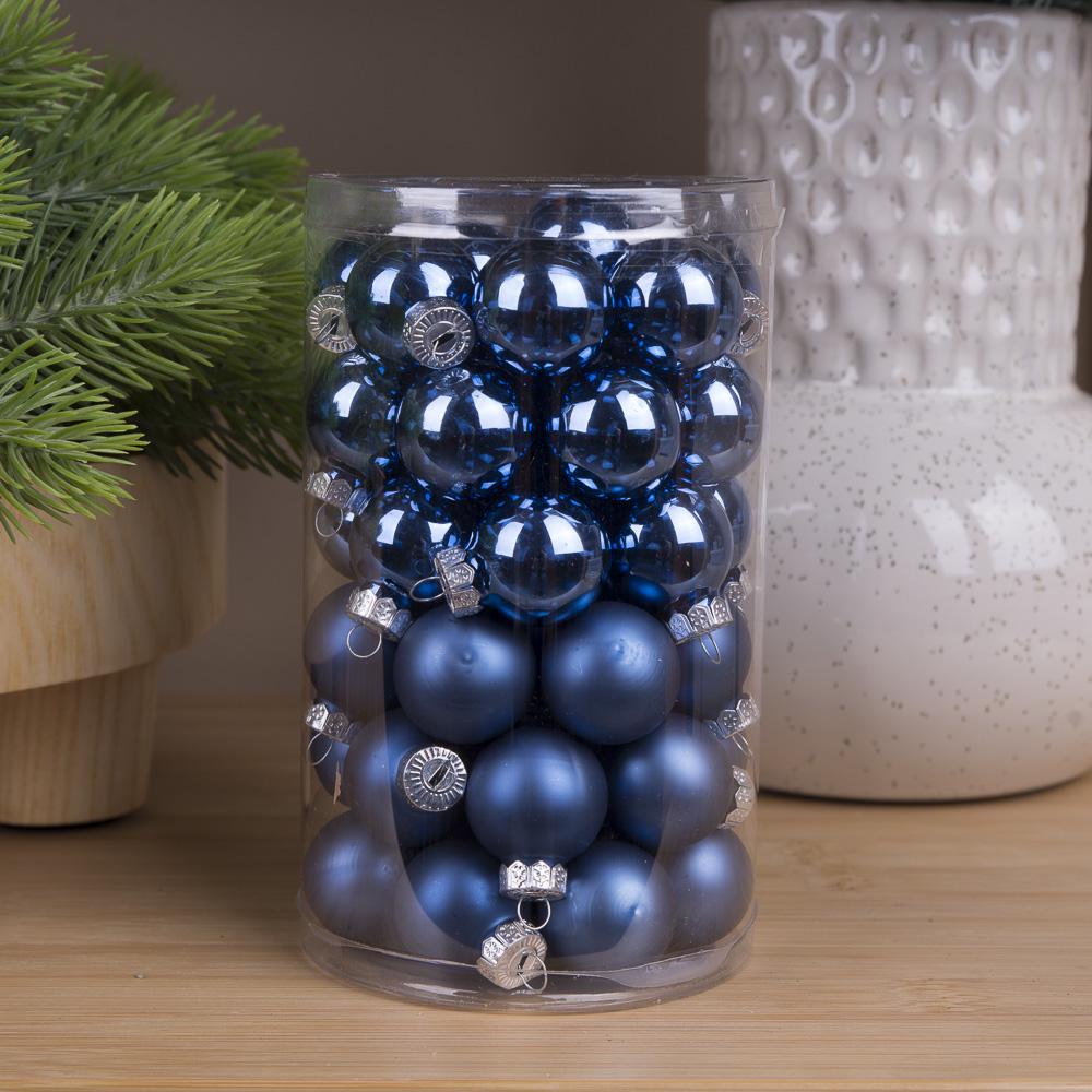 Шары новогодние из стекла 2,5 см 48 шт. Синий (3354-23)