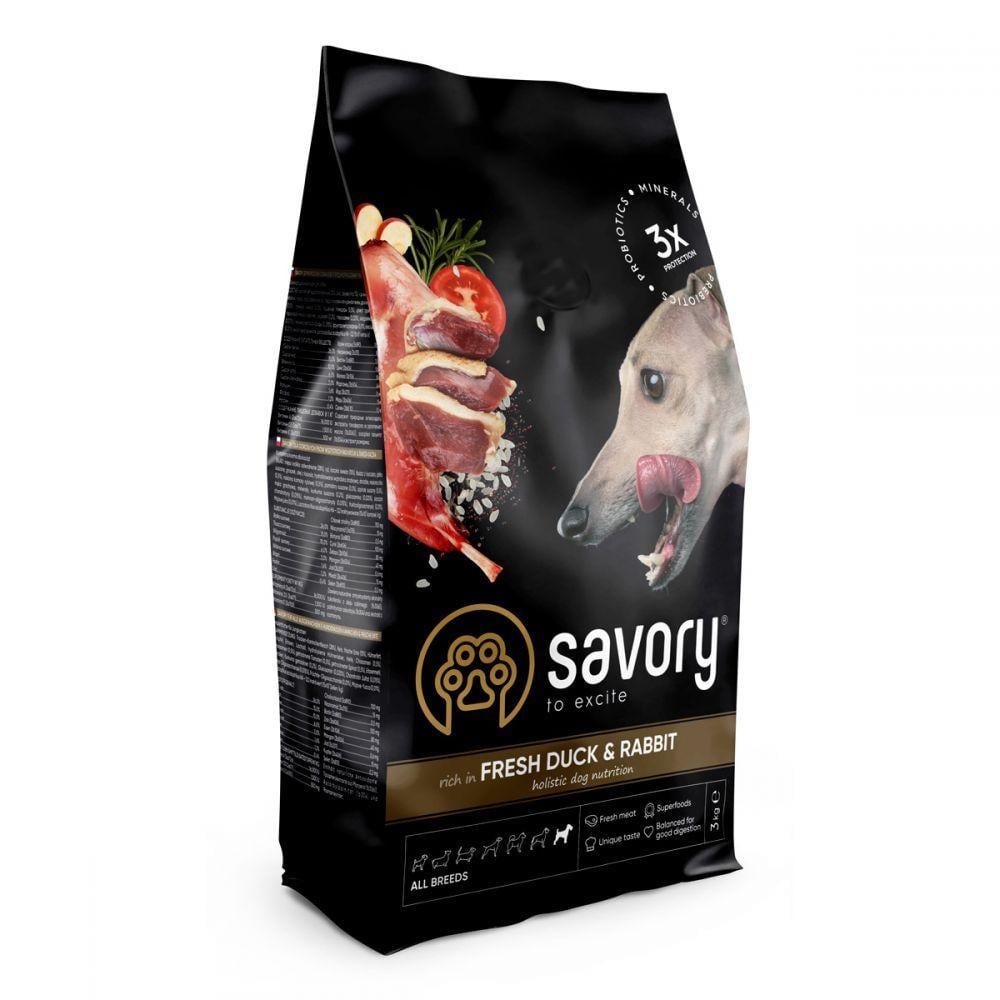 Сухий корм Savory All Breeds Rich in Fresh Duck&Rabbit для собак усіх порід Кролик та качка 12 кг