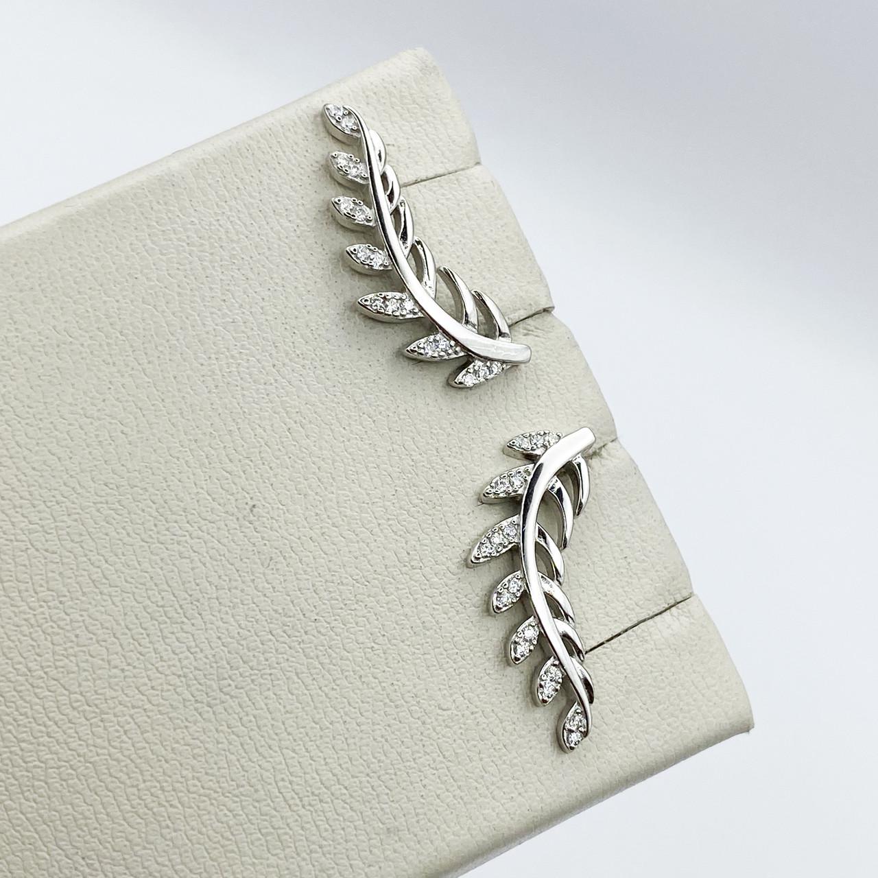 Серьги-кафе серебряные с кубическим цирконием Виття 2,5 г (2017862985)