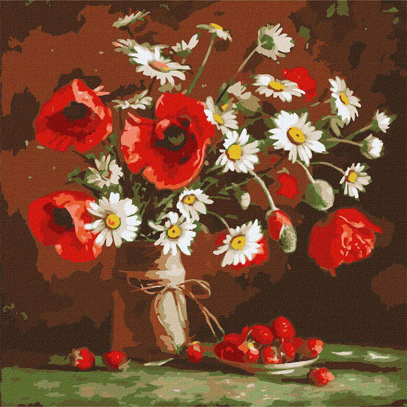 Картина по номерам Идейка Маково-клубничный этюд 40x40 см (Id-KHO2992)