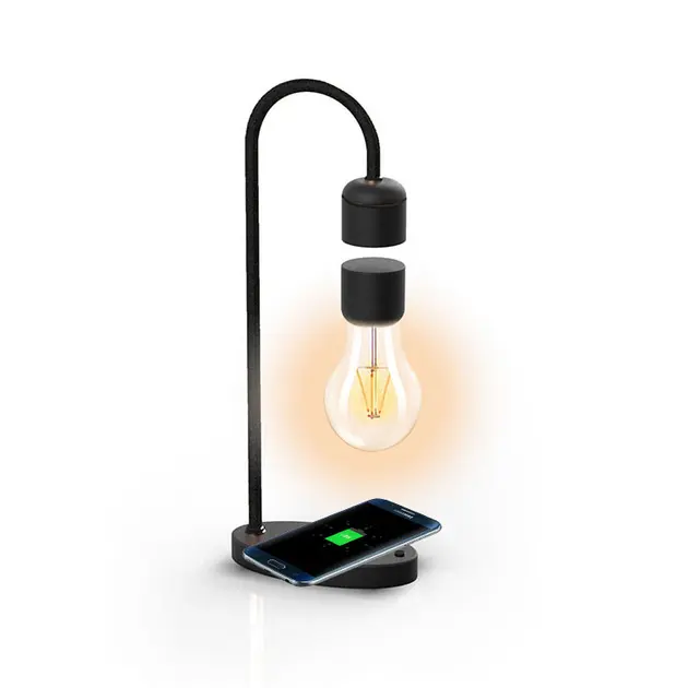 Нічник Yarko декоративний в стилі Лофт з бездротовою зарядкою Чорний