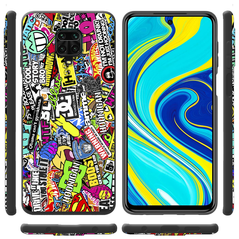 Чохол Boxface Xiaomi Redmi Note 9S Multicolored Inscriptions Чорний силікон (39475-up880-39914) - фото 2