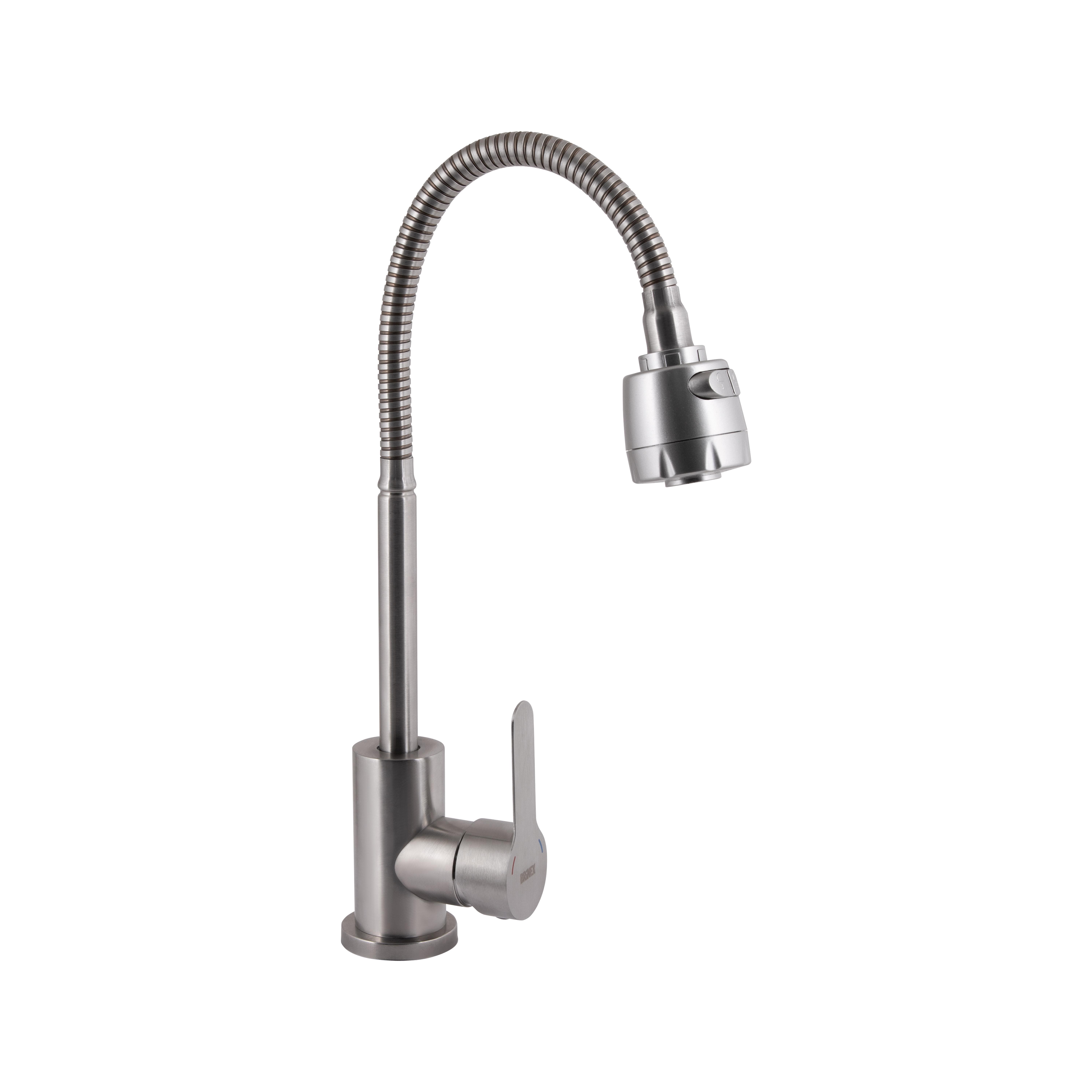 Смеситель для кухни Brinex Pure 015F41 с гибким изливом Nickel (BRIPUR015F41NKL)