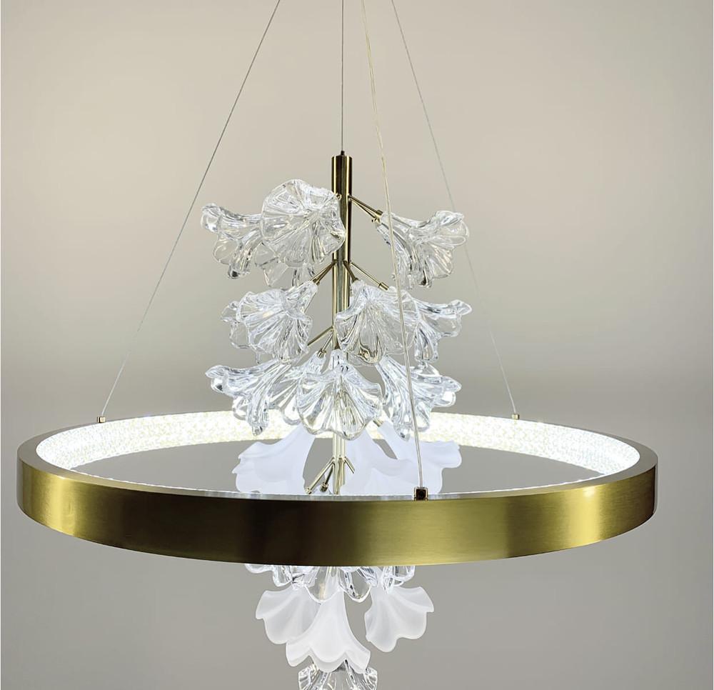 Люстра світлодіодна із ніжними квітами Ø 40 см Латунь (D 9001) - фото 8