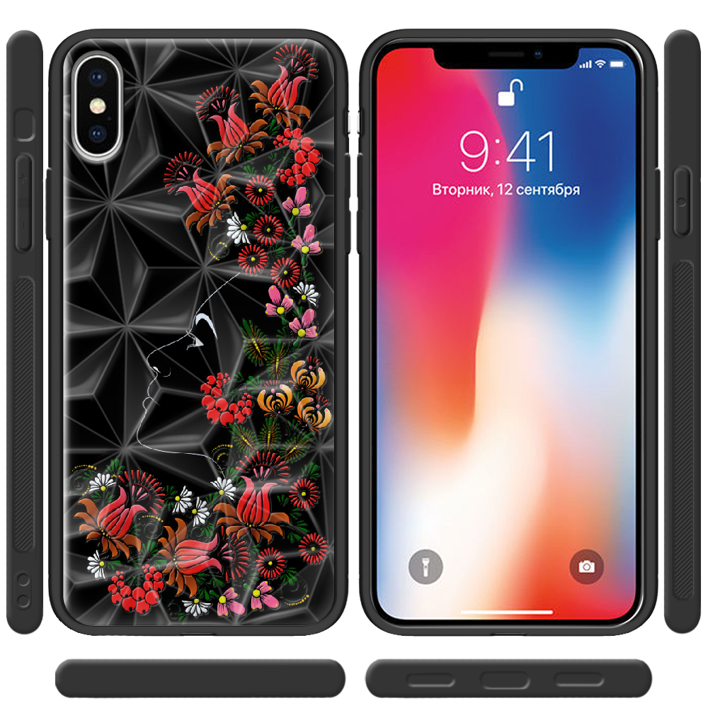 Чехол Boxface iPhone X 3D Ukrainian Muse Черный силикон с призмой (32139-bk64-37857) - фото 2