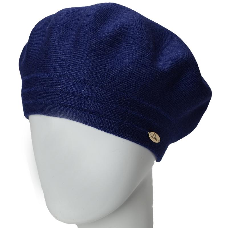 Берет женский Novita Шер из вискозной пряжи двойной L р. 57-58 Синий (116141)